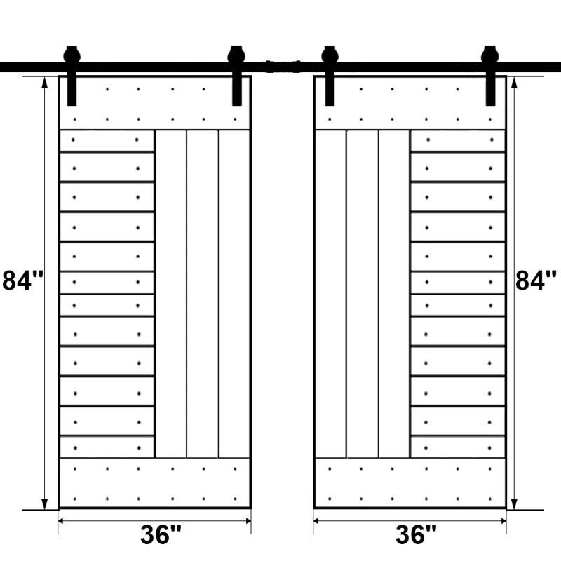 Calhome 84'' Solid Wood Paneled Painted with Installation Hardware Kit Barn Door