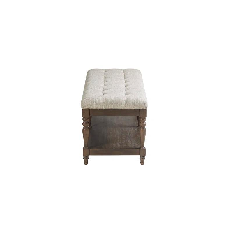 Martha Stewart Highland Tufted Accent Bench with Shelf