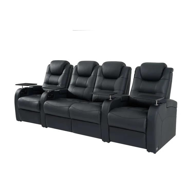 Orren Ellis Leather Home Theater Seating Dual Power Movie Theater Chairs Theater Recliner Sofa