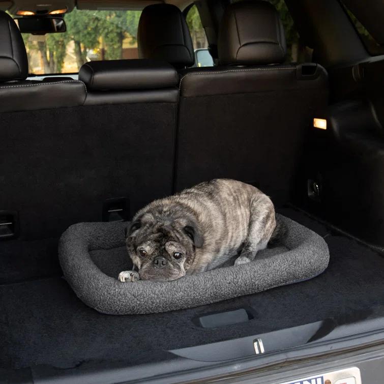 FurHaven Faux Lambswool Crate Bolster Pet Bed