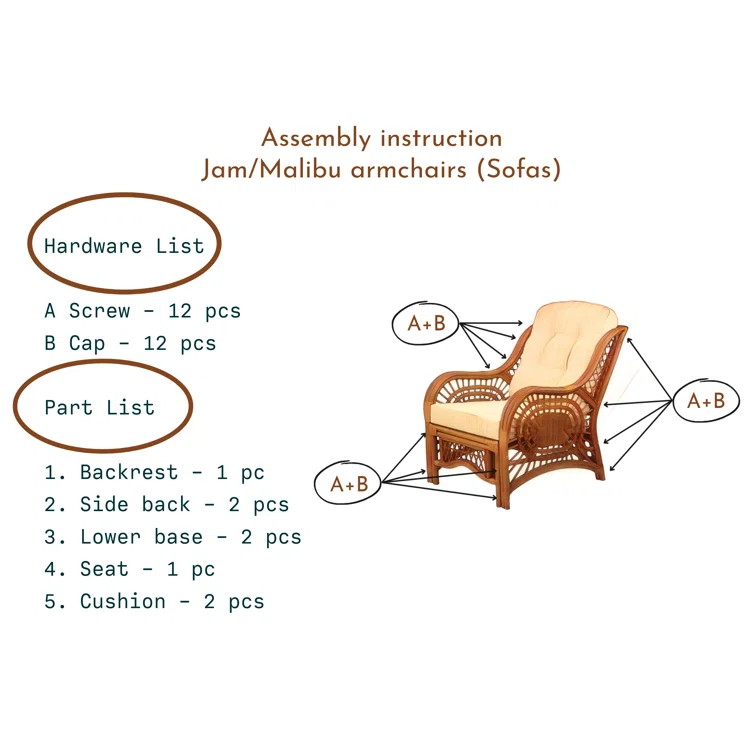 Bay Isle Home™ Malibu Lounge Set Of 4: 2 Natural Rattan Wicker Chairs, Loveseat And Coffee Table W/Glass Handmade, Natural Color