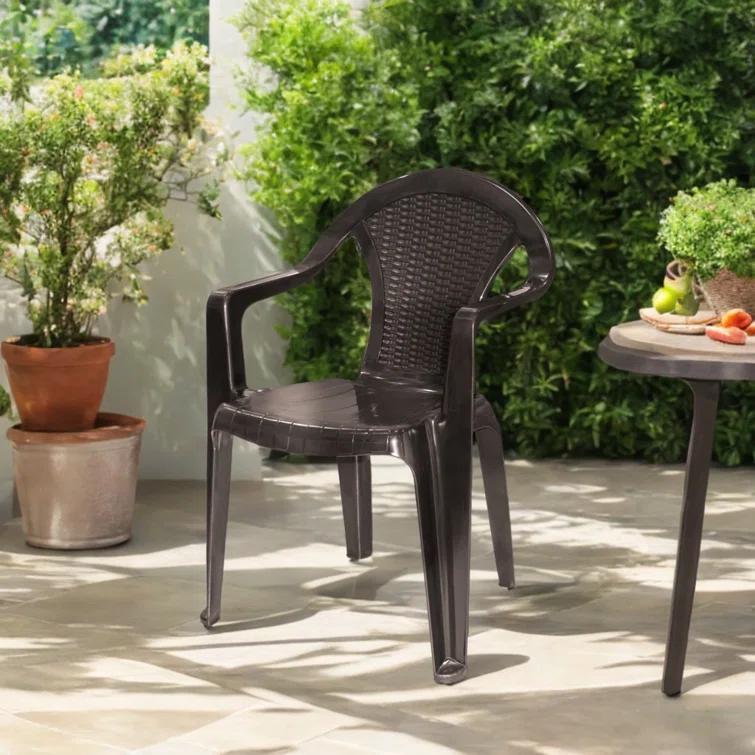 Orren Ellis Outdoor Stacking Dining Armchair (Set of 4)
