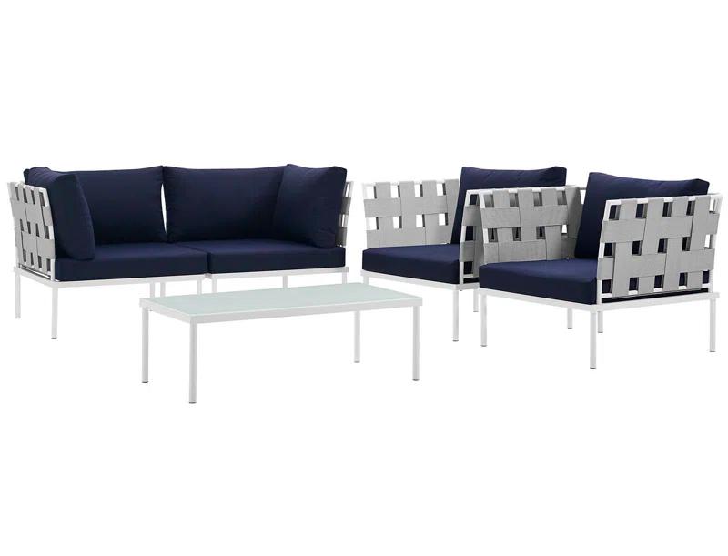 Modway Harmony 5 Piece Outdoor Patio Aluminum Sectional Sofa Set