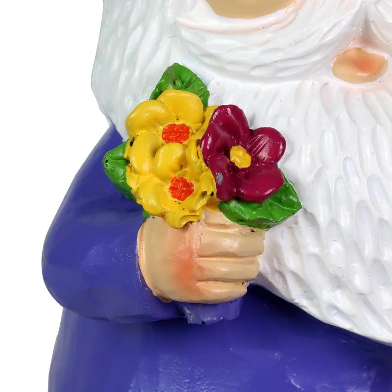 11-Inch Purple Solar Garden Gnome with LED Hat