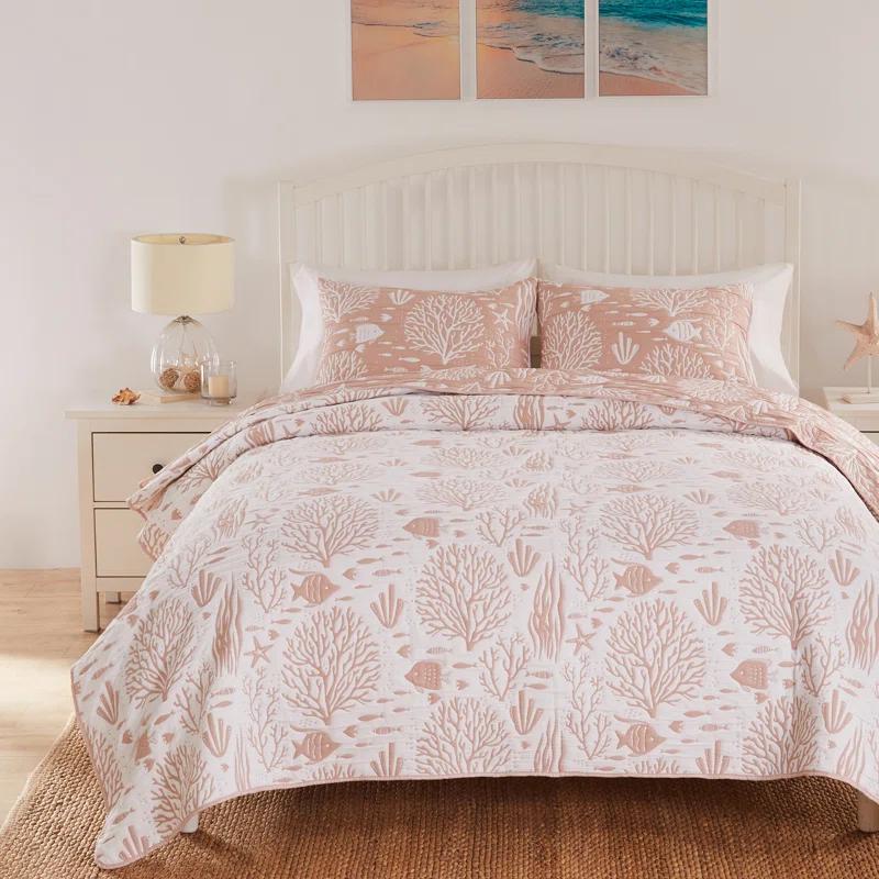 Greenland Home Fashions Coastal Paradise Jacquard Coverlet Set