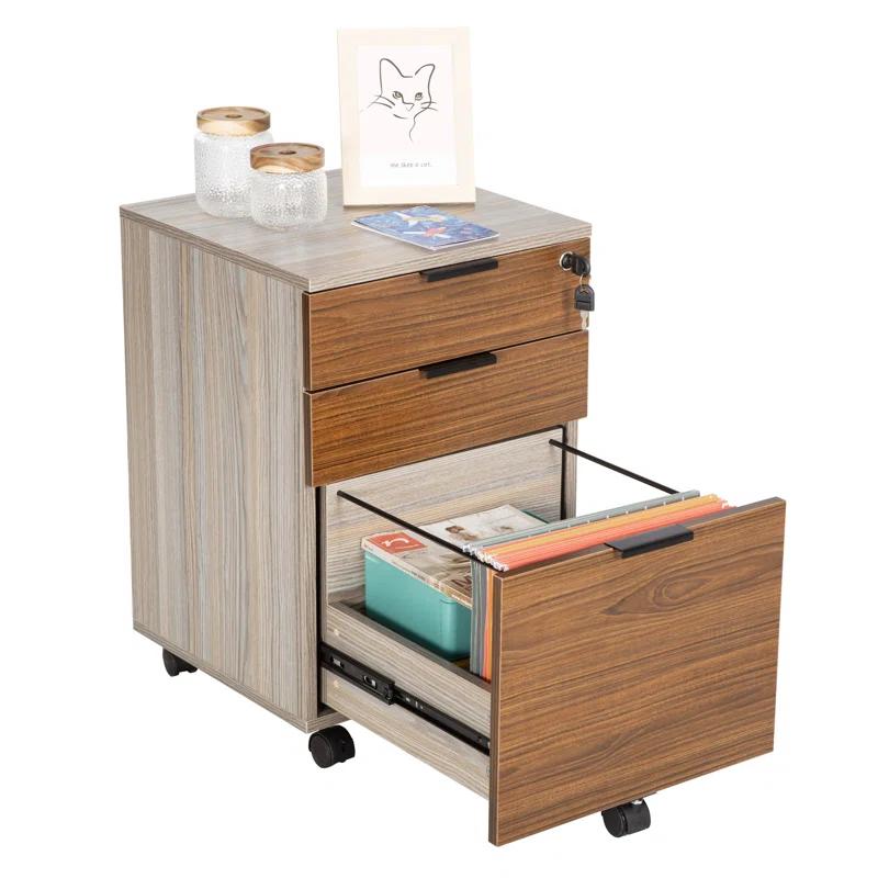 Zipcode Design™ Gosser Home File Cabinet with Wheels - 3-Drawer Mobile Vertical Storage