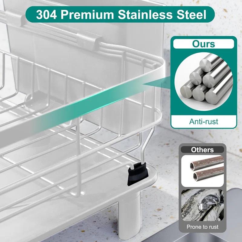 Fabhob Dish Drying Rack for Kitchen Counter,Space-Saving Dish Rack with Drainboard
