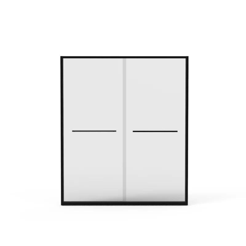 REDmintss 56-60"X70" Aluminum Frame Double Sliding Shower Door,Bypass Bathroom Sliding Door With Premium 5/16" (8Mm) Clear Tempered Glass, Black Hardware Sliding Glass Shower Enclosure,Matte Black Finished AGLBX06590A