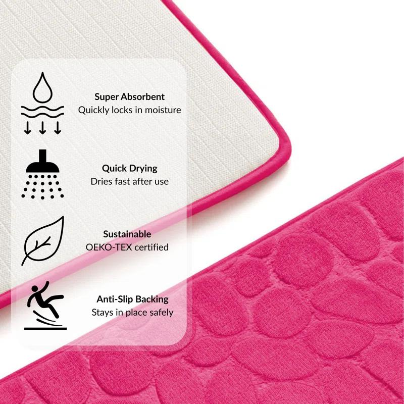 Evideco Pebble Runner Mat - Memory Foam - 48"L x 18"W for Kitchen, Bathroom and more