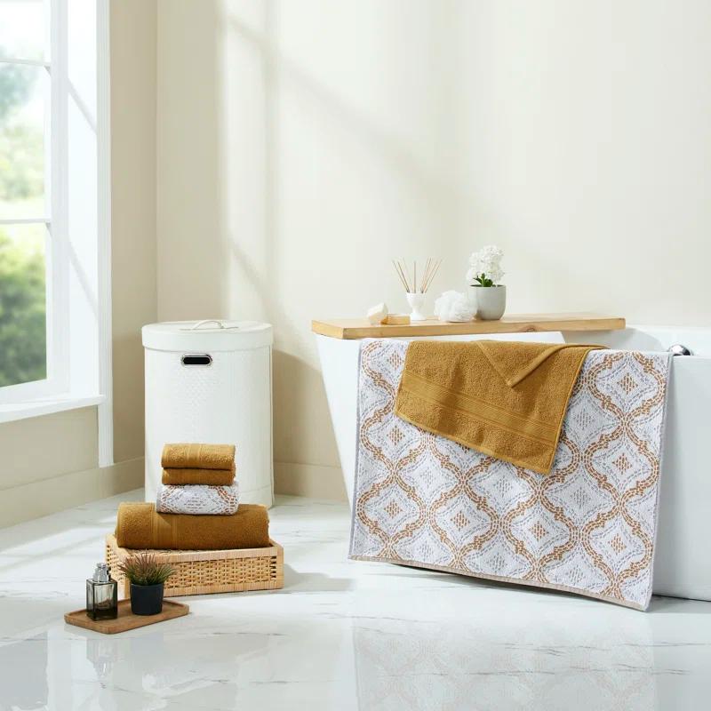 Modern Threads Capri 6-Piece Reversible Yarn Dyed Jacquard Towel Set - Bath Towels, Hand Towels, & Washcloths - Super Absorbent & Quick Dry