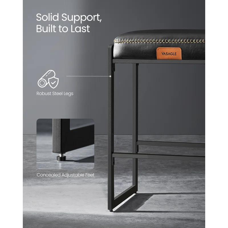 VASAGLE Bar Stools Set of 2, Counter Height Bar Stools, Synthetic Leather with Stitching (Set of 2)
