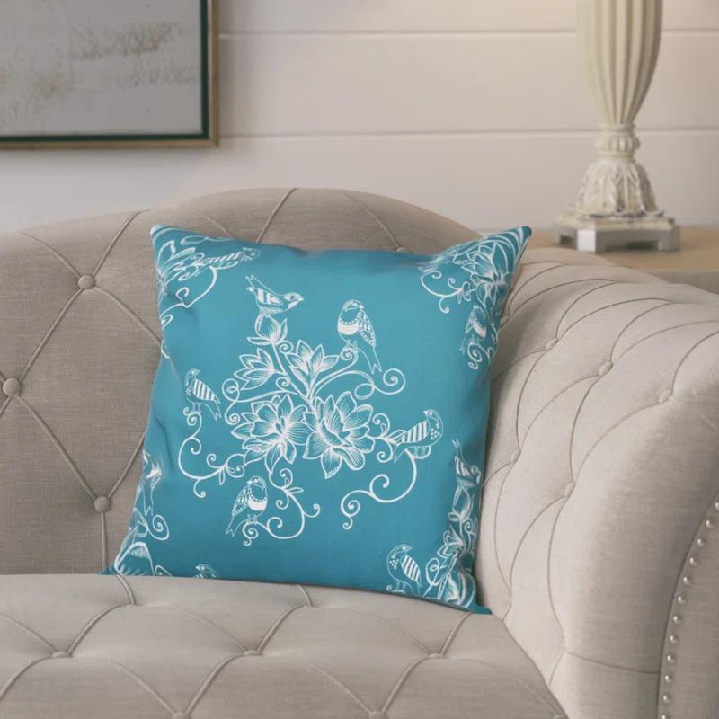e by design Botanical Blooms Floral Indoor/Outdoor Reversible Throw Pillow