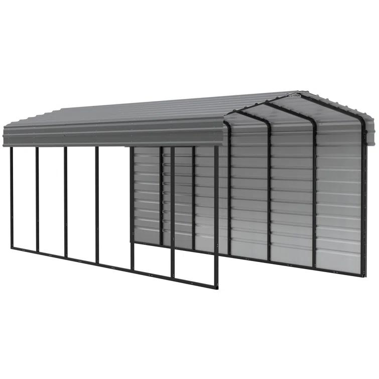 Arrow Arrow Steel Carport with 1 Side Wall Kit, 10x29x09