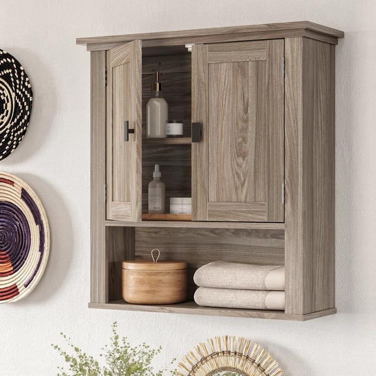 RiverRidge Home RiverRidge Hayward Two-Door Bathroom and Laundry Wall Mount Storage Medicine Cabinet with Fixed and Adjustable Shelf