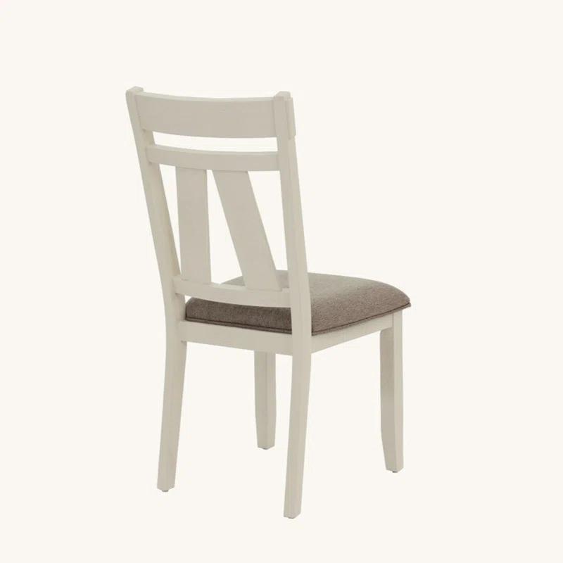Gracie Oaks Set Of 2 Dining Chairs With Upholstered Seat, Grey And White