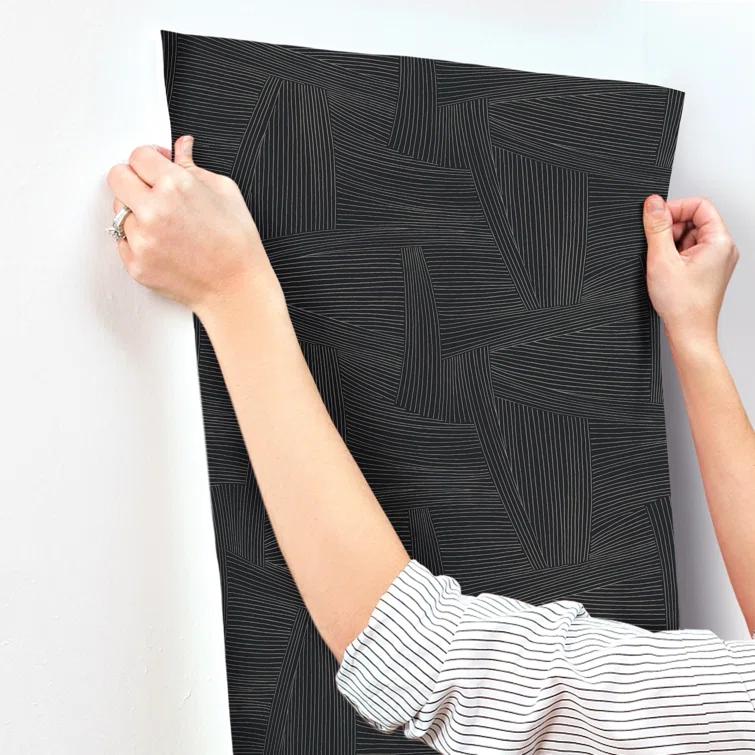 A-Street Prints Reid Black Woven Geometric Wallpaper | Perigold