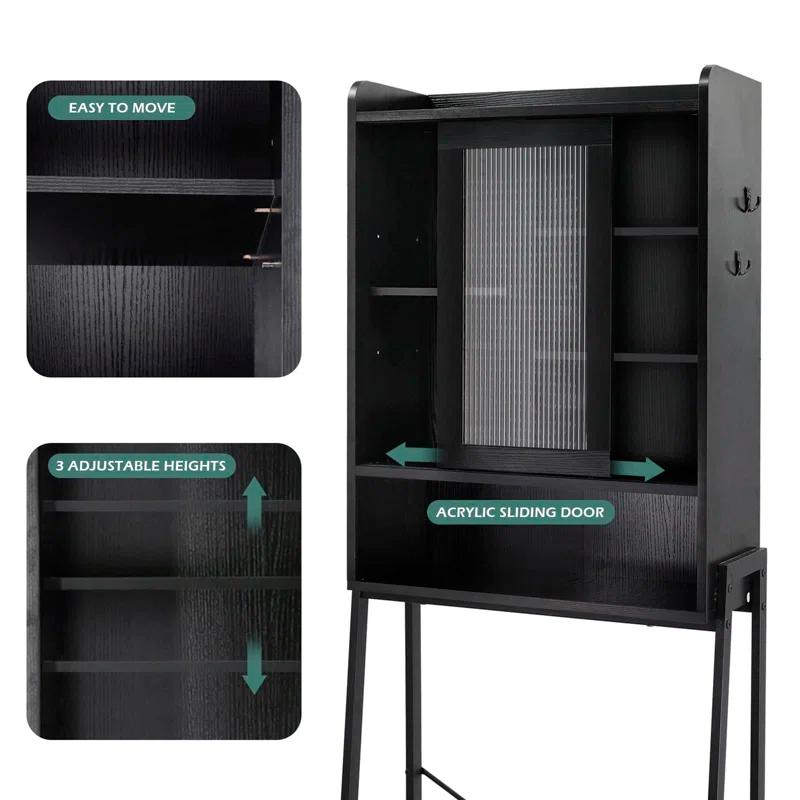 Freestanding Bathroom Toilet Above Storage Cabinet Storage Rack
