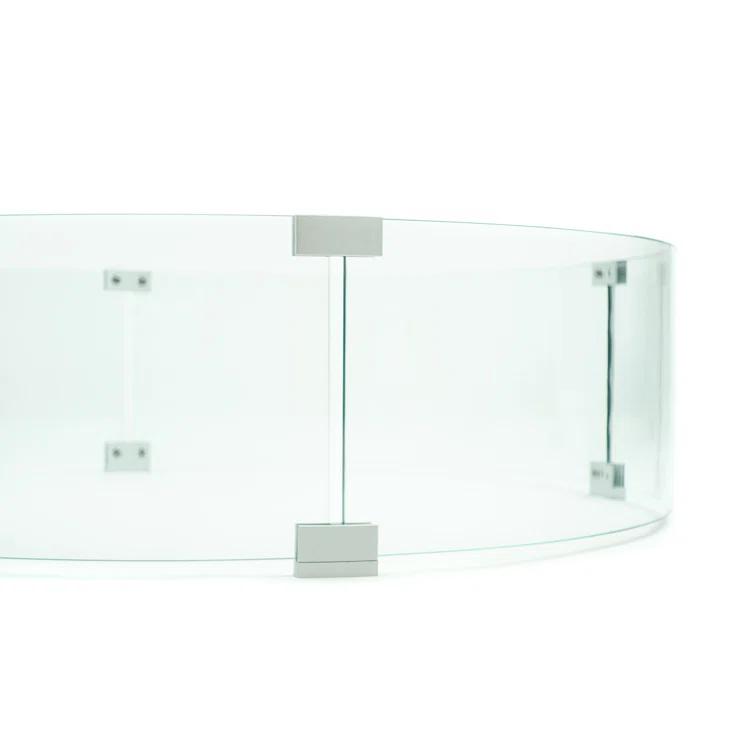 AMS Fireplace AMS Fire Pit Table Round Glass Wind Guard - Fire Flame Guard