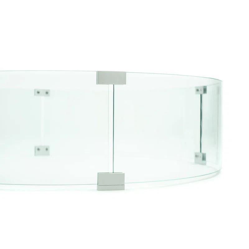 AMS Fireplace AMS Fire Pit Table Round Glass Wind Guard - Fire Flame Guard