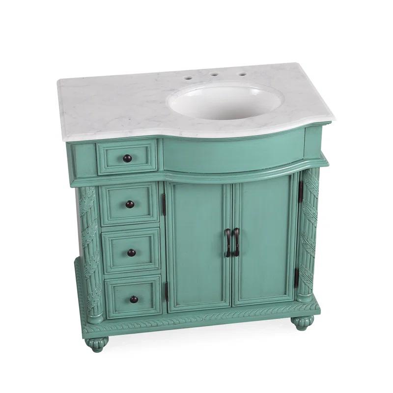 Fleur De Lis Living Okelly 36'' Single Bathroom Vanity with Carrara Marble Top