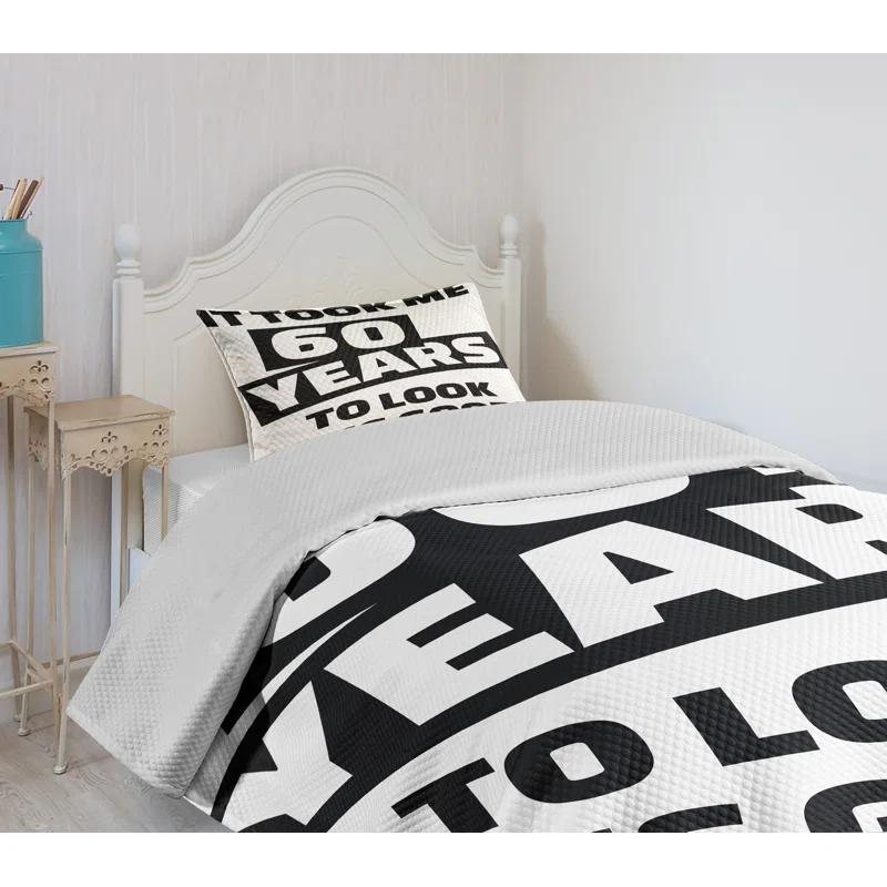 Ambesonne Ambesonne Black White Bedspread Set Slogan Party Words Black and White