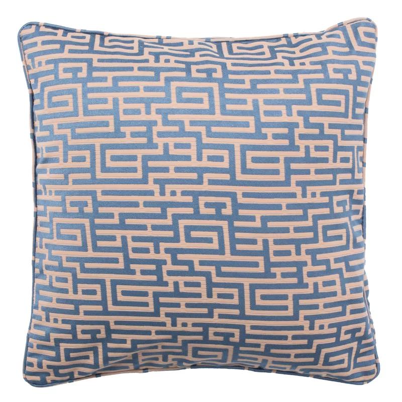 Basma 20'' Blue and Beige Geometric Cotton Pillow