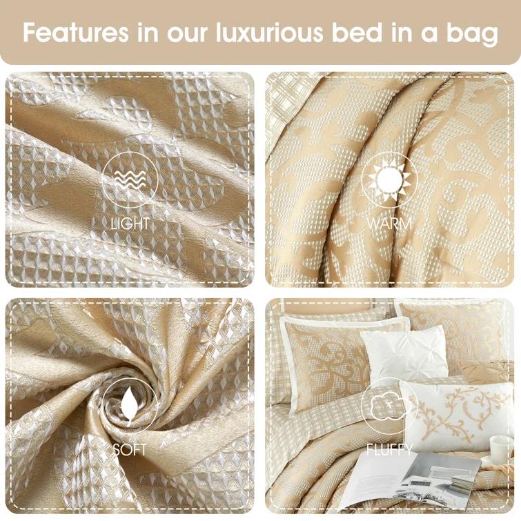 Nanshing America, Inc Janella 14 Piece Luxury Glam Comforter Set