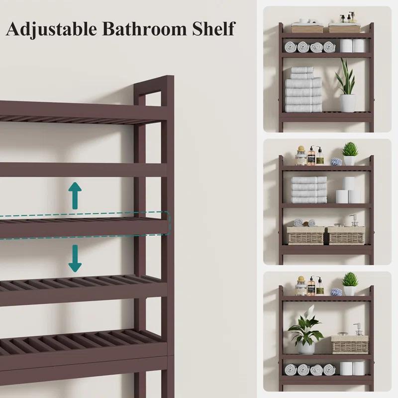 Over The Toilet Storage, Bamboo 3-Tier Over Toilet Bathroom Organizer with Adjustable Shelf