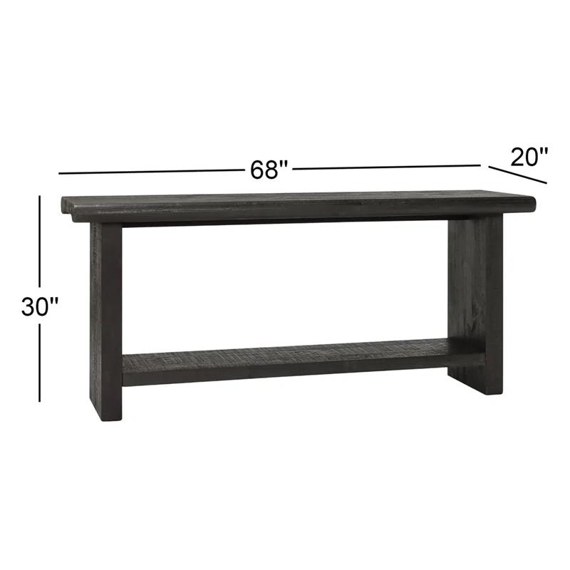 Larson 68" Black Solid Pine Wood Console Table with Shelf
