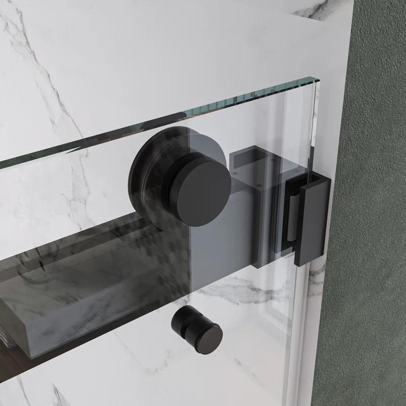 AZUPIN 60'' W 66'' H Frameless Rectangle Reversible Shower Enclosure AZ-DS01-6066-BL