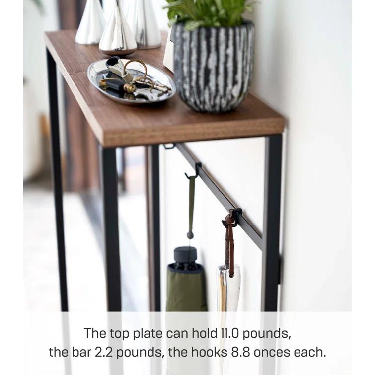 Yamazaki Home Tower Modern Slim Console Table, Metal And Wood Skinny Hallway Table, 32" - Steel