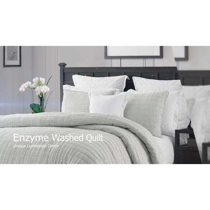Swift Home Ultra Soft Crinkle Washed Microfiber 3-Piece Quilt Set