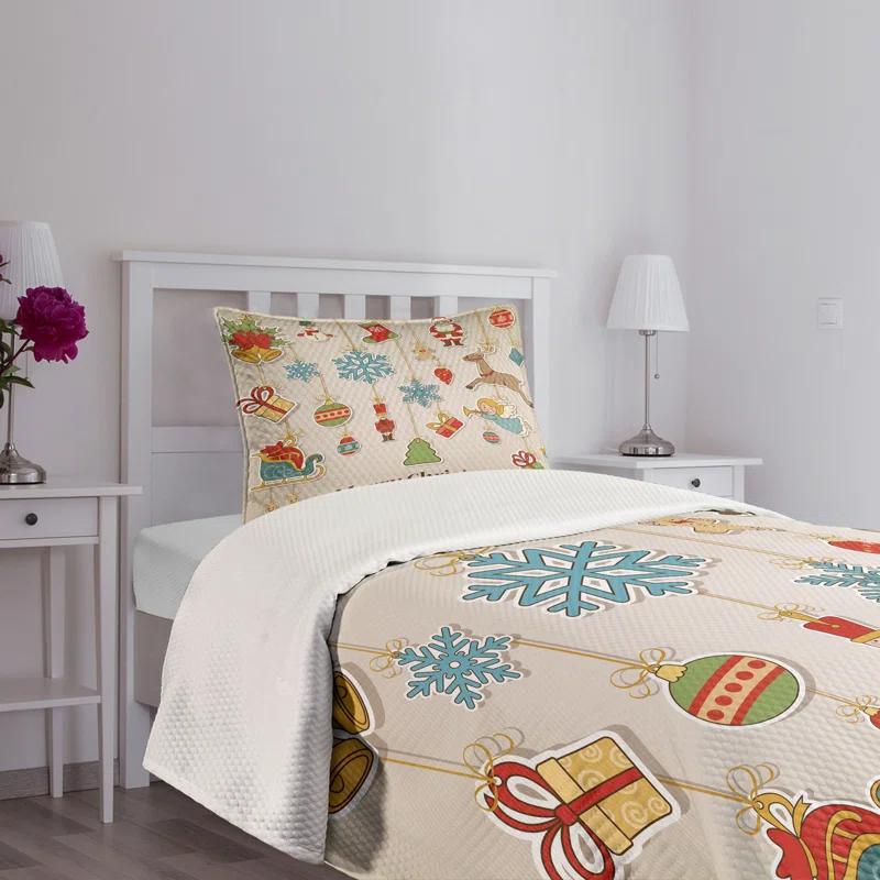 Ambesonne Christmas Bedspread Set Xmas Holiday Multicolor | Wayfair