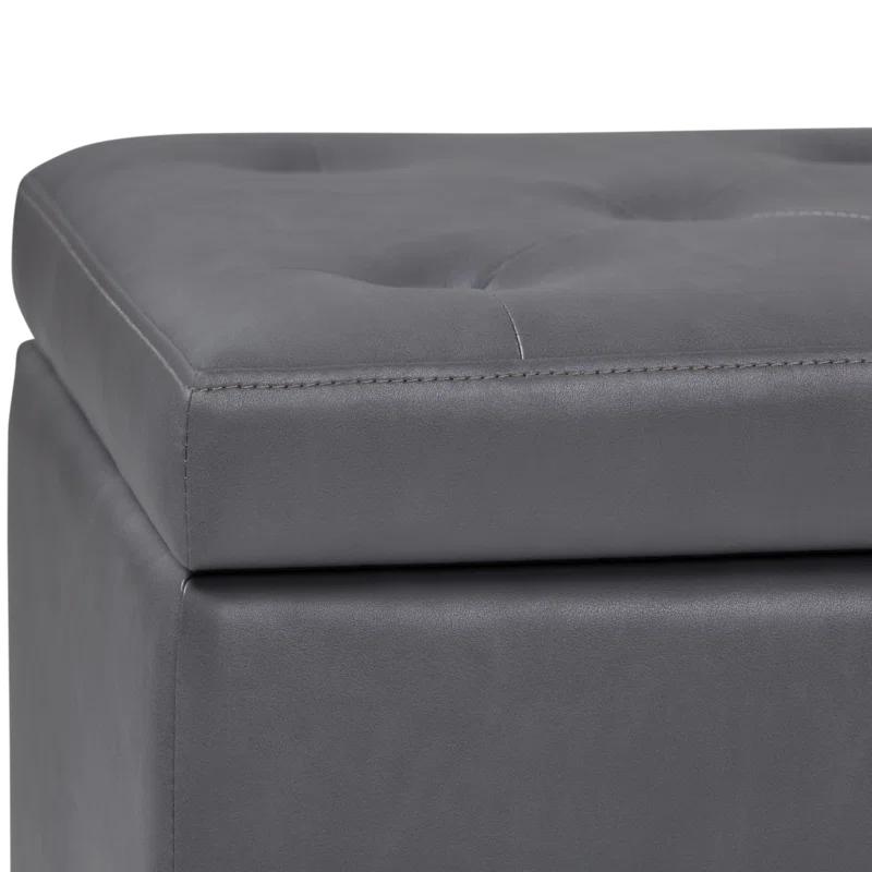 Simpli Home Hamilton 48"W Upholstered Storage Ottoman Bench with Lift-Top Lid, Tufted Design, and Nailhead Trim