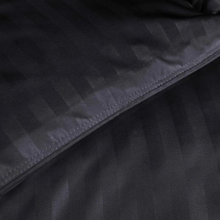 Superior Striped Reversible Box-Quilt Brushed Microfiber Medium Weight Down Alternative Comforter