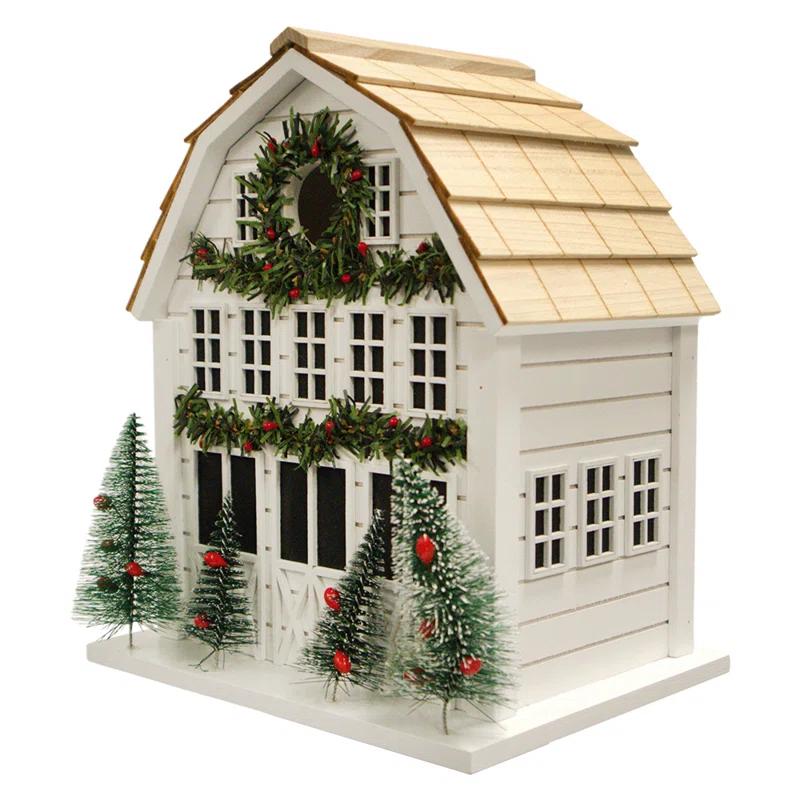 Home Bazaar Holiday Offerings Holly Cottage 9.75 H x 8.25 W x 6.25 D Birdhouse