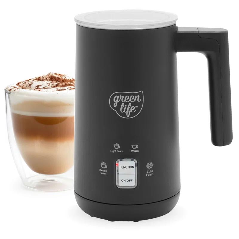 GreenLife GreenLife 10oz Electric Milk Frother, 4-in-1 Hot and Cold Milk Warmer and Steamer, PFOA / PFAS Free