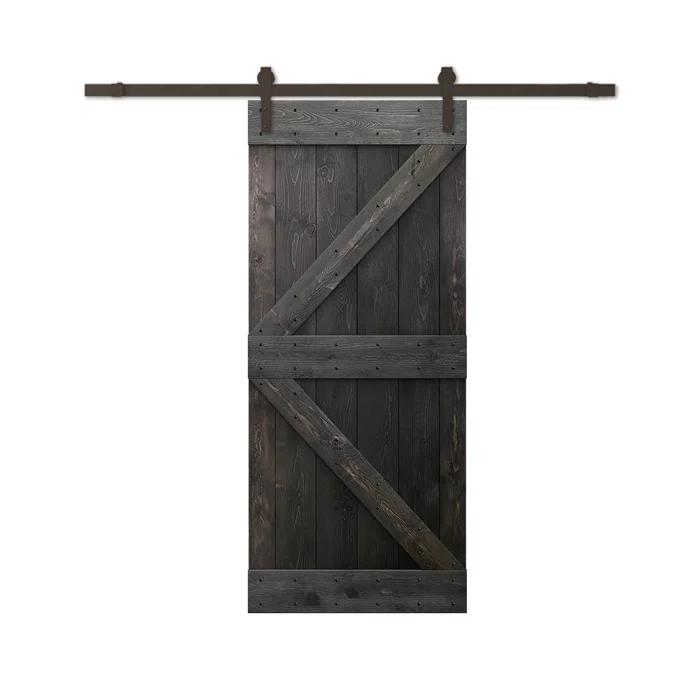 TMS 84'' Solid Wood Paneled Painted with Installation Hardware Kit Barn Door