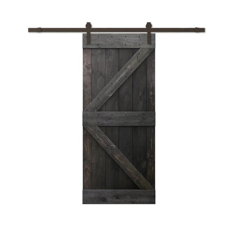 TMS 84'' Solid Wood Paneled Painted with Installation Hardware Kit Barn Door