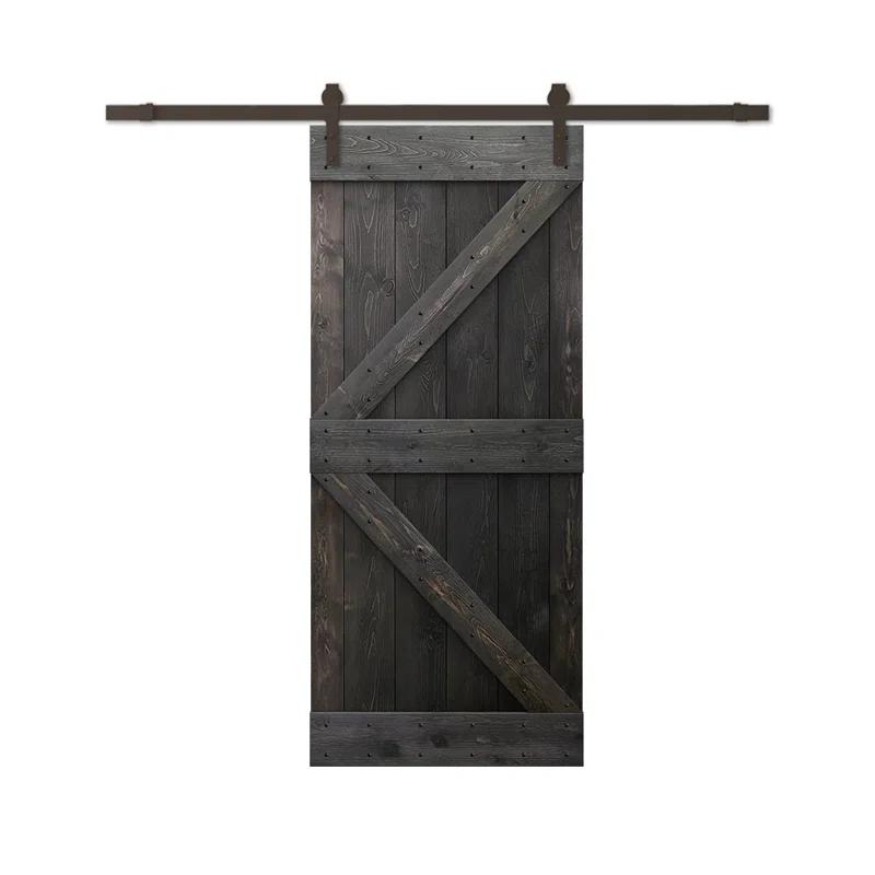 TMS 84'' Solid Wood Paneled Painted with Installation Hardware Kit Barn Door