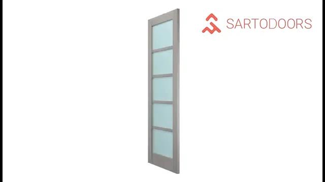 Quadro Frosted Glass Barn Doors with Installation Hardware Kit