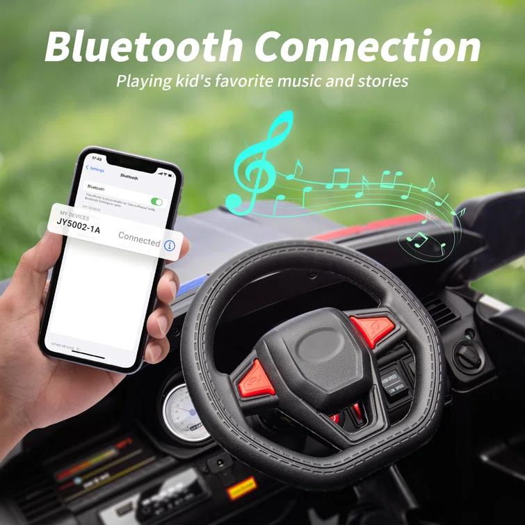 Outfunny Electric Police Car for Kids, 12 Volt Kids Ride on Toy Car with Remote Control, Bluetooth, Megaphone