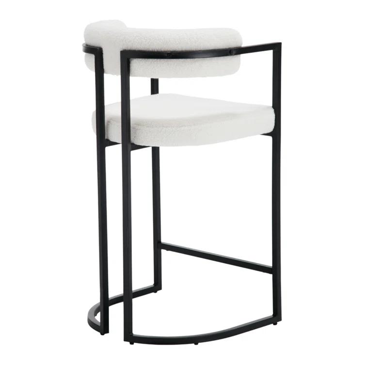 Ivy Bronx Modern Upholstered Hollow Bar Stool With Armrests And Footrests, Barrel High Stools (Set of 2)