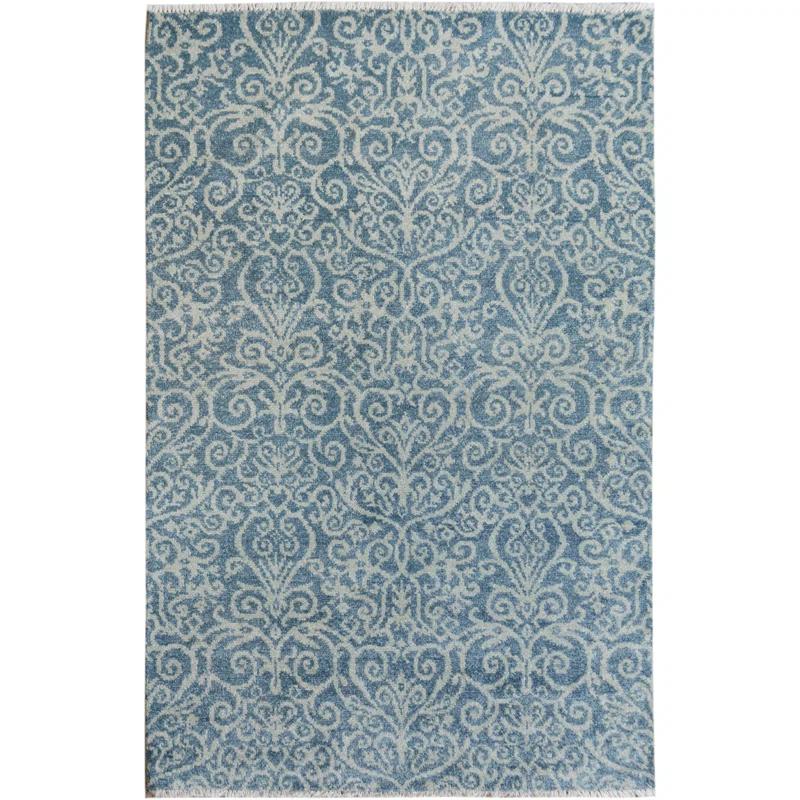 Arshs Fine Rugs One-of-a-Kind Kafkaz Peshawar Cyrena Hand-Knotted Wool Light Blue Area Rug