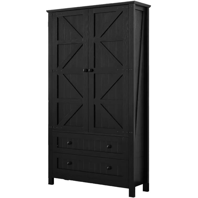Gracie Oaks Gracie Oaks 64.5'' H Farmhouse Kitchen Pantry Cabinet With Drawers & Adjustable Shelves