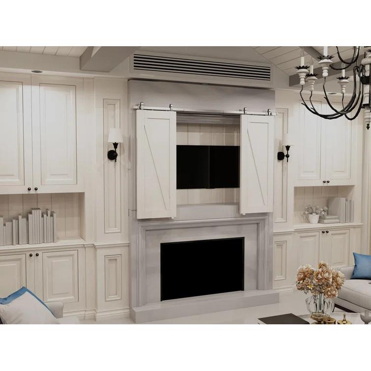 Architectural Products by Outwater L.L.C. Solid Steel Mini Sliding Rolling Barn Door Hardware Kit for Double Wood Doors