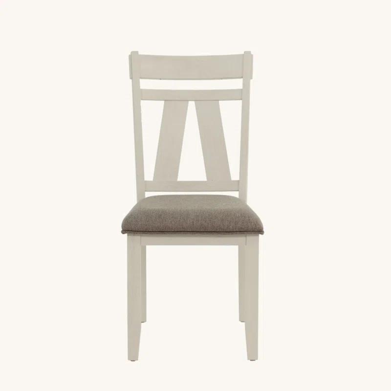 Gracie Oaks Set Of 2 Dining Chairs With Upholstered Seat, Grey And White