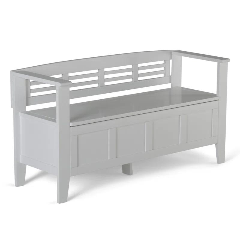 Simpli Home Adams 48"W Solid Wood Contemporary Entryway Storage Bench with Lift-Top Lid and Dual Compartments