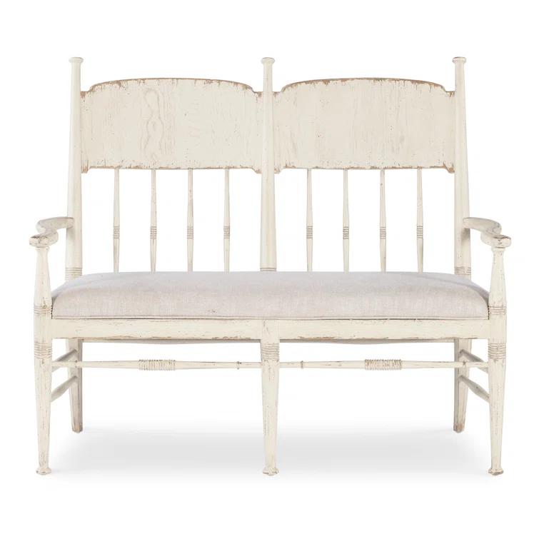 Americana Daisy Finish Linen Upholstered Entryway Bench
