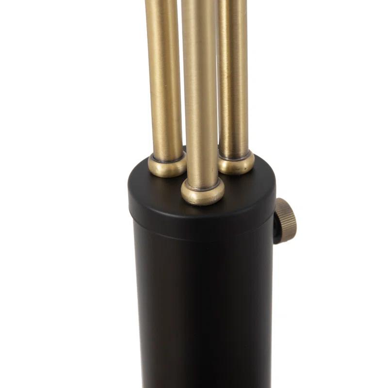 Nova of California Culver 3 Light Arc Floor Lamp - 86", Matte Black & Weathered Brass, Dimmer Switch